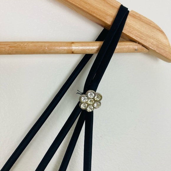 Vintage 90s Y2K strappy back velvet column dress with front slit. - Picture 8 of 11